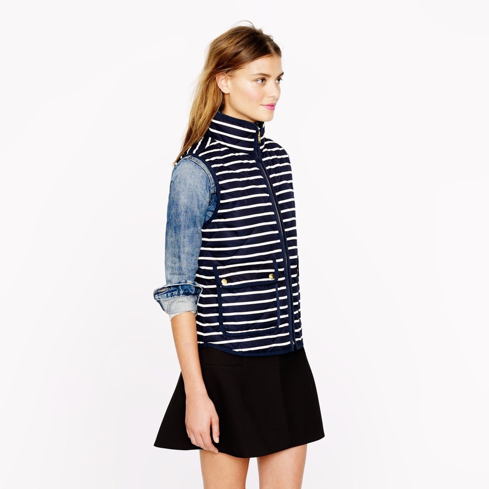 JCrew Quilted Striped Puffer Vest